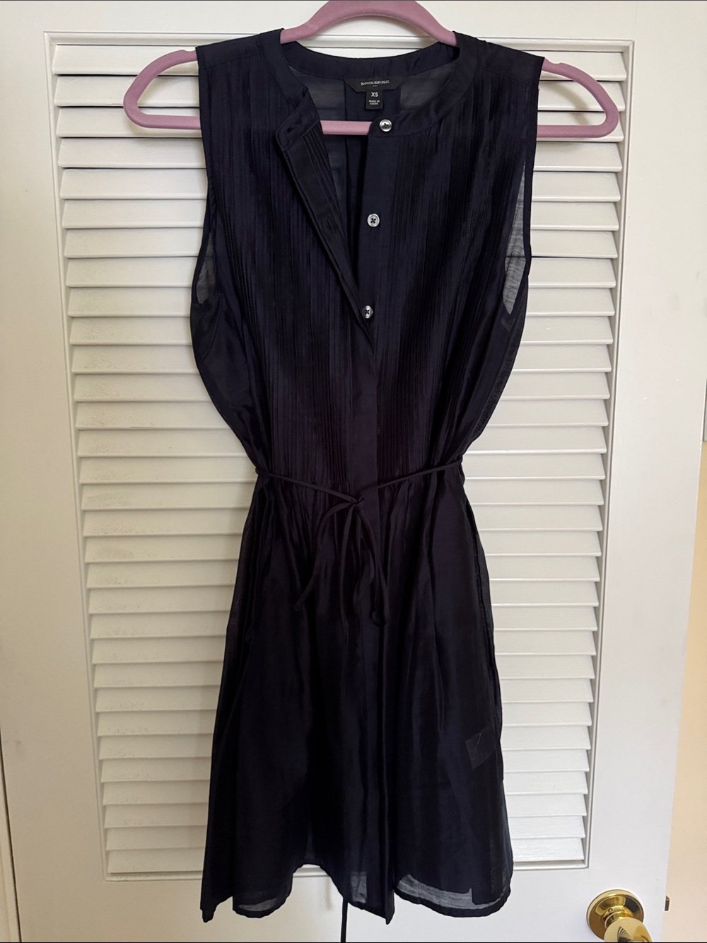 Banana Republic Factory Black Sleeveless Tie-Waist Mini Dress